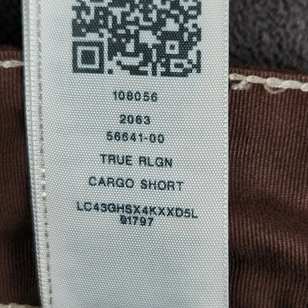 True Religion Cargo Shorts Mens 34 Bracken Brown‎ Contrast Big T Stitch NEW